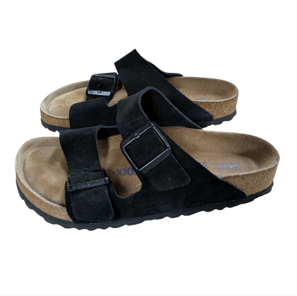 Birkenstock Shoes - Birkenstock Arizona Black Suede Sandals Size 37 Regular Width